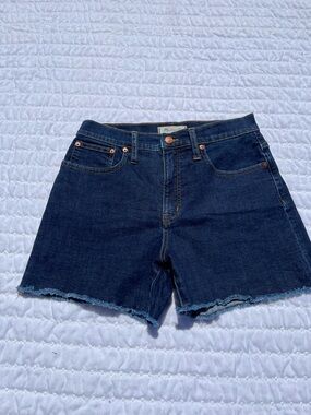 Madewell Dark Blue High-Rise Denim Cutoff Shorts